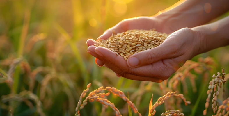 rice in hand